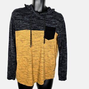Hoodie T Shirt Men's Sz M Long Sleeved Two Toned Boho Gorp Core Y2K Hipster